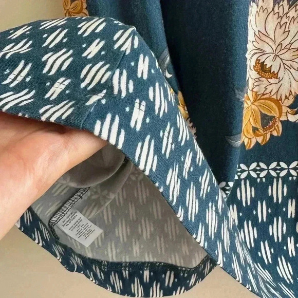 LOFT Blue and Yellow Floral Swing Shift Dress, Casual Knit Dress, Size Medium - Picture 6 of 16